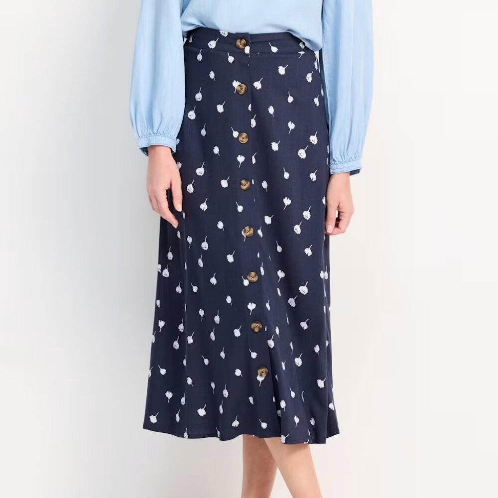 Market & Spruce Stitch Fix Marla Button Front Midi Floral Button Front Skirt M